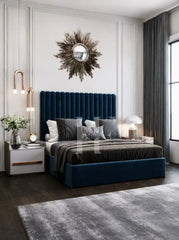 Modern Luxury Vertical Channel-Tufted Upholstered Bed Frame