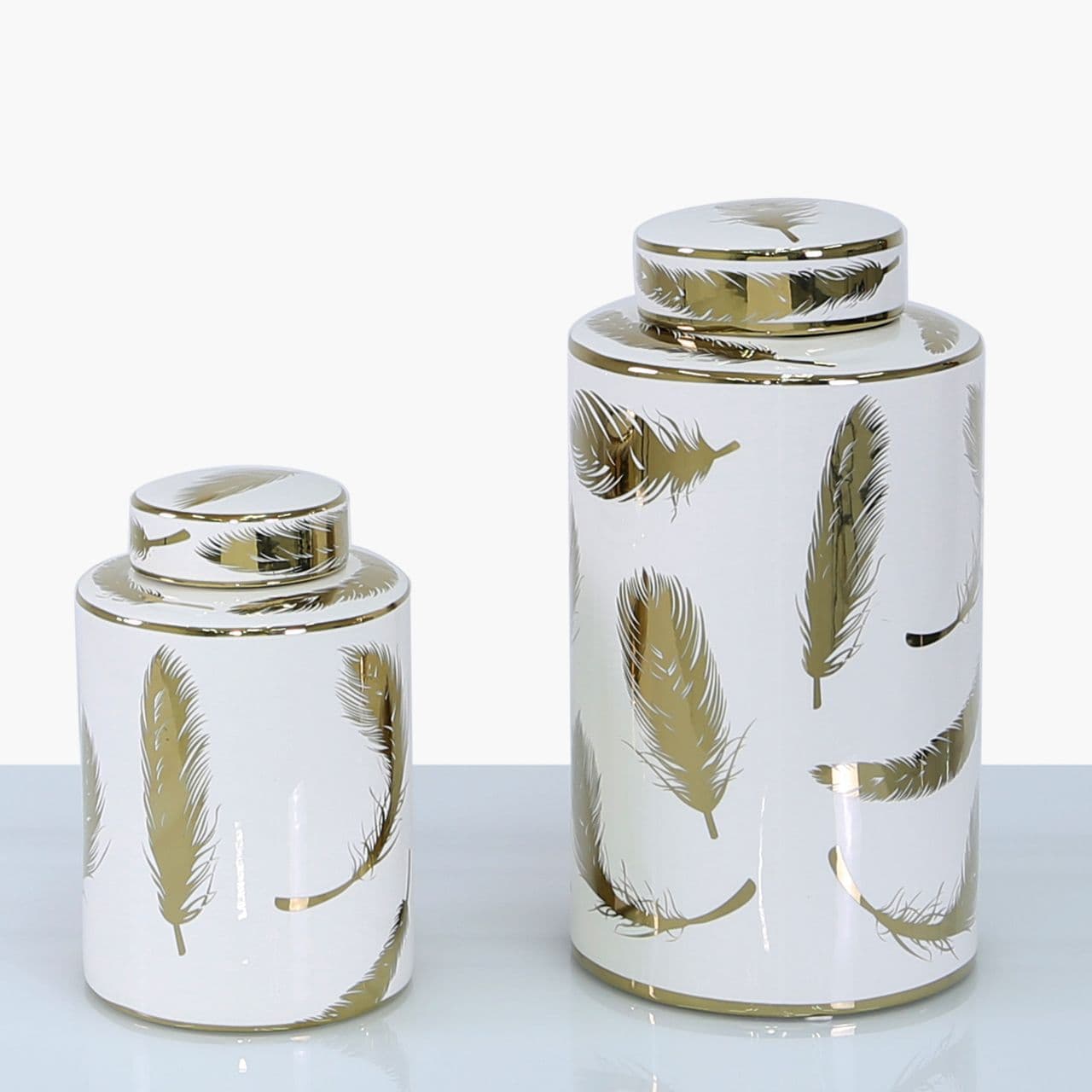[EKM-AUTOGENERATED]21cm Luxe Medium Ginger Jar White And Gold Leaf
