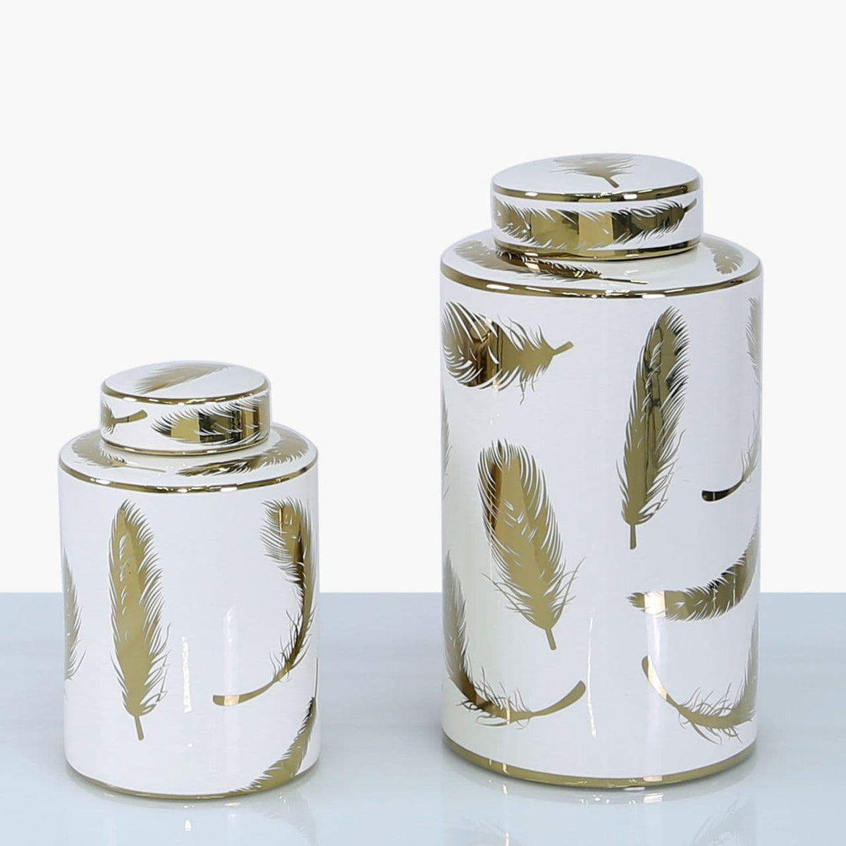 [EKM-AUTOGENERATED]21cm Luxe Medium Ginger Jar White And Gold Leaf