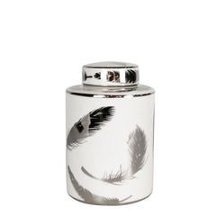 [EKM-AUTOGENERATED]21cm Luxe Medium Ginger Jar White & Silver Leaf