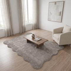 Natural Scallop Edge Large Area Rug Neutral Living Room Rug 160 x 230cm