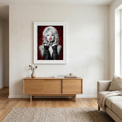 Dolly Parton Red Wall Art White Frame Canvas Print Decor - 60 x 80cm
