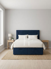 Modern Framed Panel Upholstered Bed Frame with Storage Drawers
