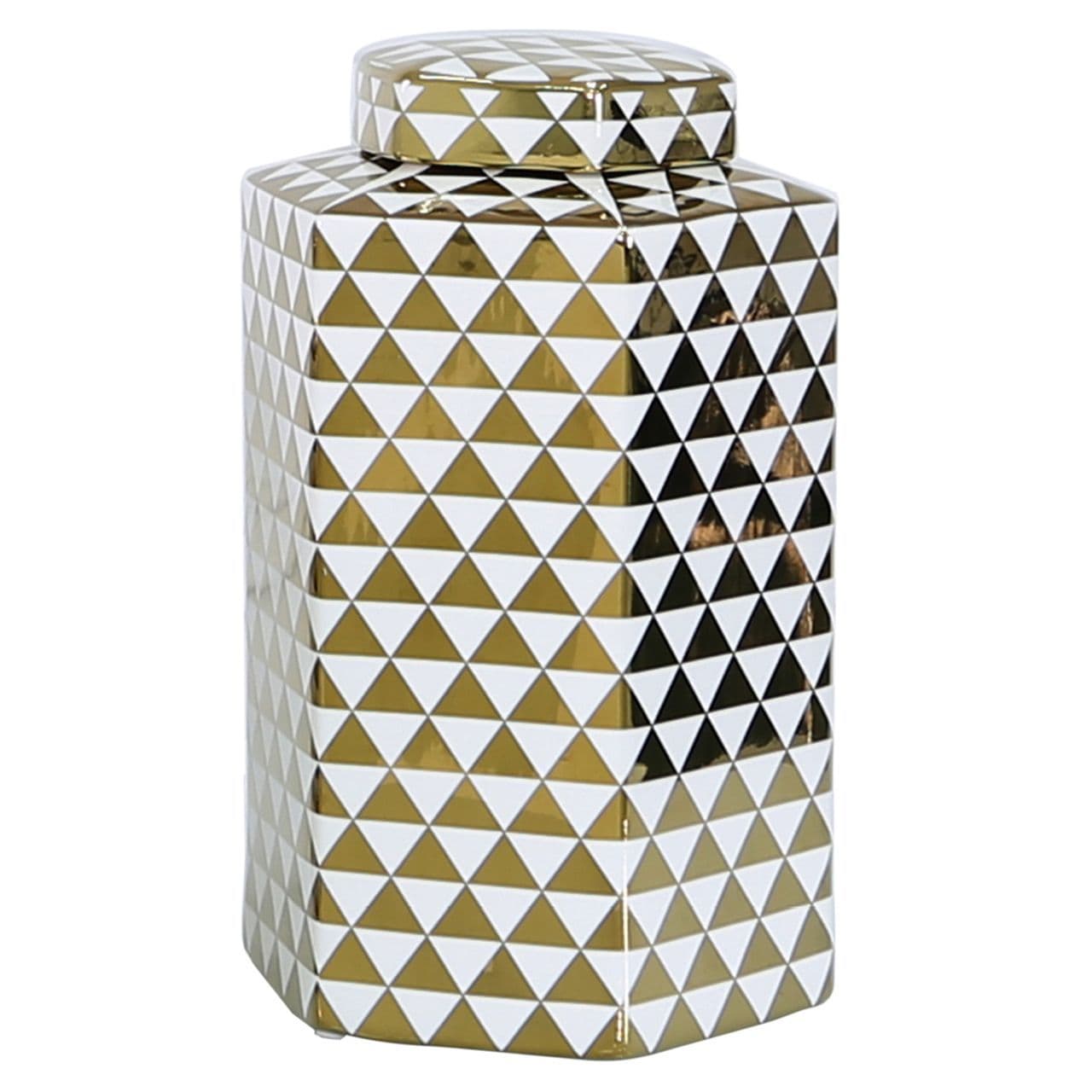 [EKM-AUTOGENERATED]24cm Ginger Jar White And Gold Hexed