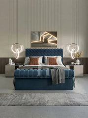 Grand Royal Chesterfield Sleigh Bed Frame with Rolled Fluted Footboard
