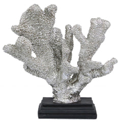 [EKM-AUTOGENERATED]25cm Coral Decoration Silver Black Stand