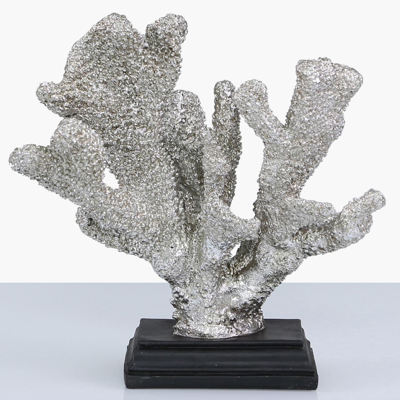 25cm Coral Decoration Silver Black Stand