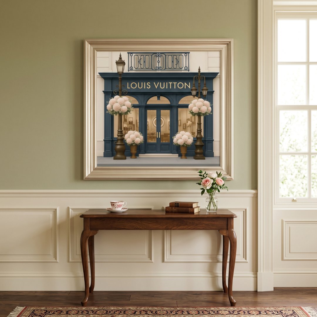 LV Boutique Champagne Step Frame Wall Art 70x70cm Luxury Decor Wall Art