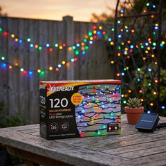 Eveready 120 Multicolour LED Solar String Lights - 12.5m Garden Decor