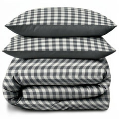 Gaveno Cavailia Charcoal Gingham Double Duvet Cover Bedding Set