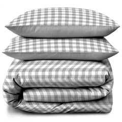 Gaveno Cavailia Natural Gingham Double Duvet Cover Microfibre Set