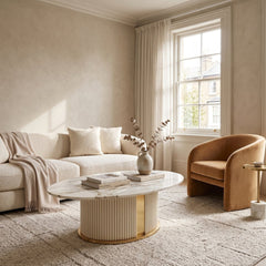 Denver Cream Ceramic Oval Coffee Table 120x60x40cm