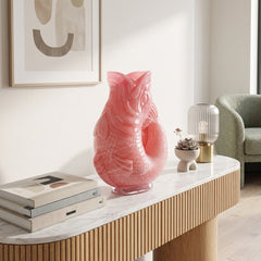 Home Luxe Pink Glass Fish Shaped Flower Vase Home Decor Accent | 30cm