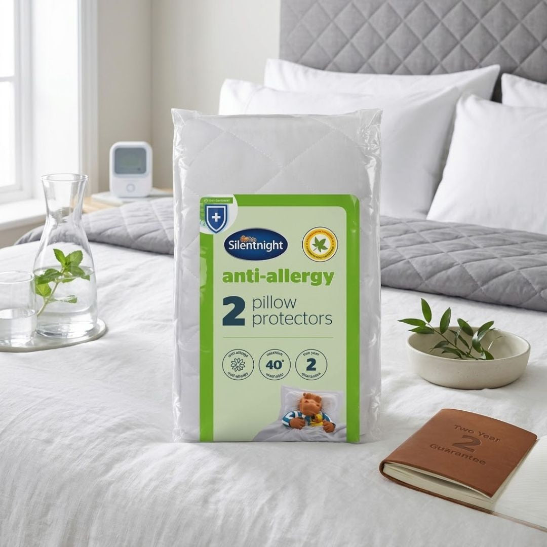 Silentnight Anti-Allergy Pillow Protector 2pk - Soft & Secure White