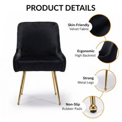 Marco Dining Chair Brushed Velvet In  Black - Sold In Pairs