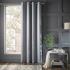 Cambridge Grey Blackout Curtain Panel - 54 x 86" Luxury Eyelet Drapery