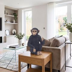 Home Luxe Cheeky Monkey Middle Finger Gesture Statue Figure | Black