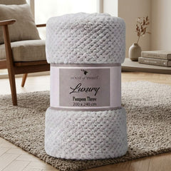 House of Tweed Light Grey Luxury Pompom Throw - Extra Large 200x240cm