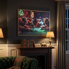 Home Luxe Highland Cows Poker Wall Art 50x70cm Fun Framed Cow Pictures