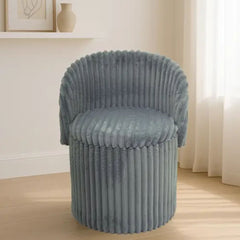 3 In 1 Grey Malibu Bouclé Ottoman Storage Stool - Modern Round Seat