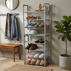 About Home 8-Tier Stackable Shoe Rack - Versatile Grey Storage Tower