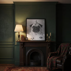 Home Luxe Pug In Bath Foam Framed Wall Art Black & White Print 60X45Cm