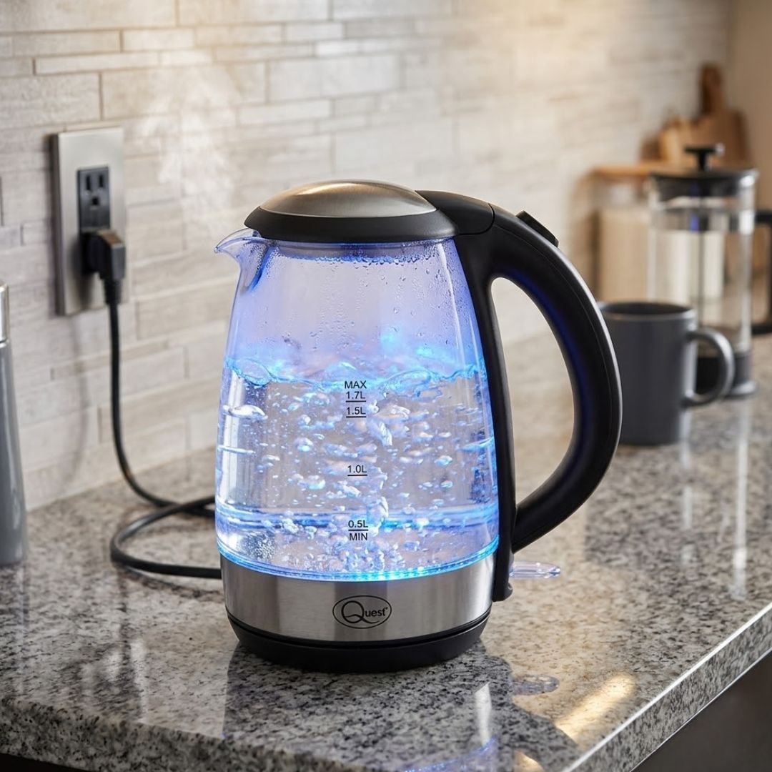 3000W Glass Kettle - 1.7L Illuminated Rapid Boil with Spout Filter
