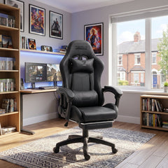 ZADAR Black Musical Gaming Chair with Bluetooth, RGB & Footrest