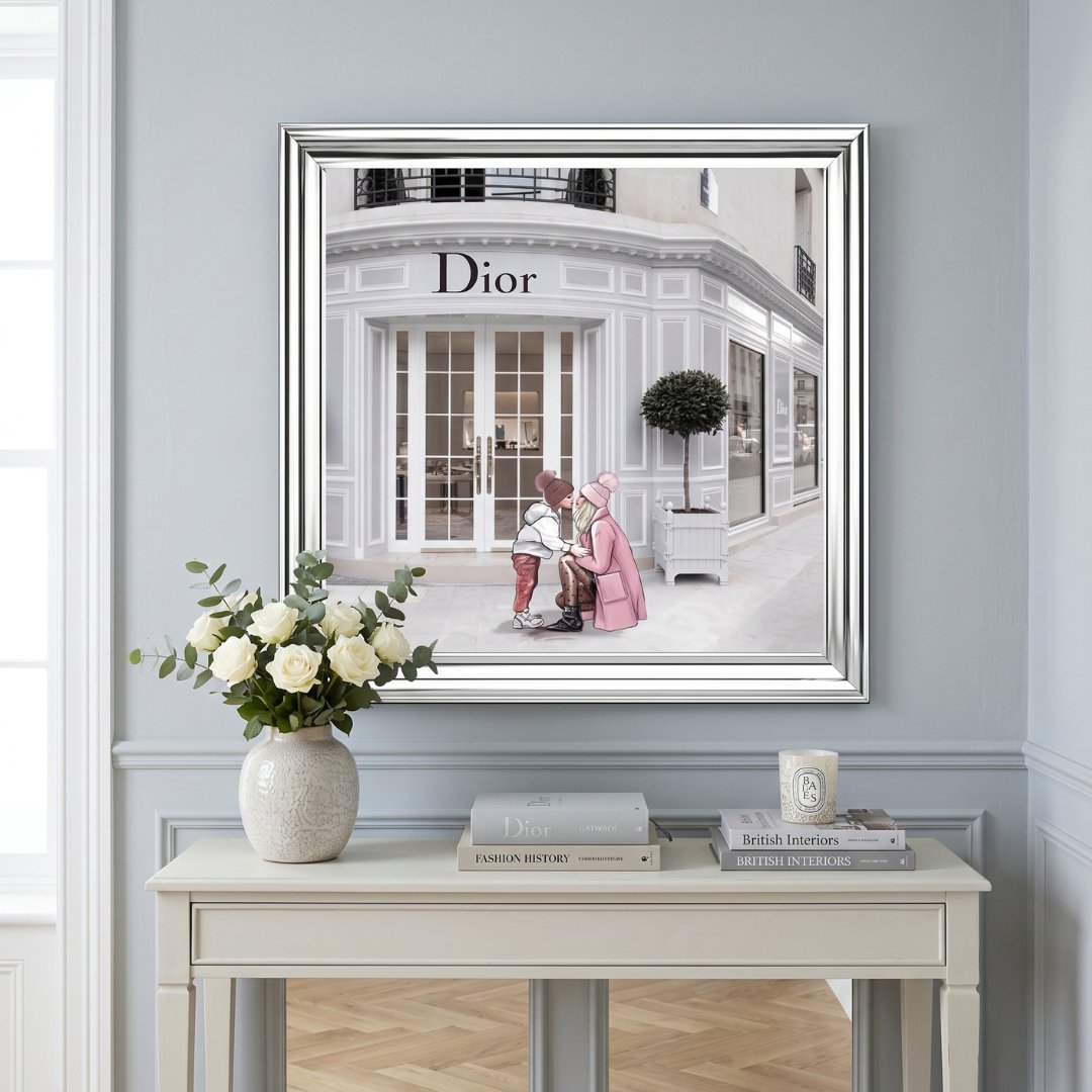 Dior Jewelry Silver Step Frame Luxury Wall Art 70x70cm Home Decor