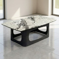 Lina Grey Marble Coffee Table - Modern Rectangular Stone Living Room