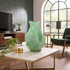 Home Luxe Sage Green Glass Fish Shaped Flower Vase Home Decor | 30cm