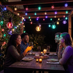 Solar Powered Multicolour Bulb String Lights - 50 LED Garden Lights