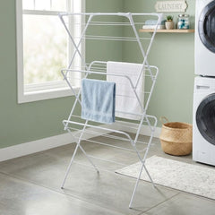 LS Home 3-Tier Foldable Clothes Airer - Lightweight Grey Indoor Dryer