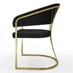 Black Porado Leatheraire Dining Chair | Gold Frame Luxury Seating