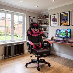 ZADAR Dark Pink/Black Gaming Chair with Bluetooth Speakers & RGB