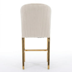 Fabio Beige Velvet Barstool with Gold Frame | Luxury Breakfast Stool