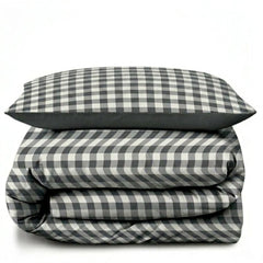 Gaveno Cavailia Charcoal Gingham Single Duvet Cover Bedding Set