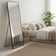 Verona Black Soft Edged Metal Mirror - 60x165cm Modern Full Length