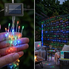 Solar Powered Multicolour LED Curtain Lights - 180cm Garden Backdrop