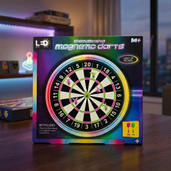 LED Championship Magnetic Dartboard Set with 6 Darts - Light Up Fun