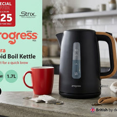 Progress Skara 1.7L Rapid Boil Kettle - 3000W, Black & Wood Effect