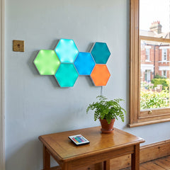 Aura LED Touch Hexagon Lights 6 Pack Modular RGB Wall Tiles Remote
