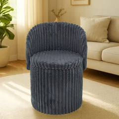 3 In 1 Grey Harp Ribbed Ottoman Storage Stool - Modern Velvet Seat