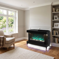 Black Corner Fireplace TV Unit with LED & Bluetooth Speakers System