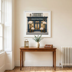 LV Boutique White Step Frame Wall Art 70x70cm Luxury Home Decor Accent