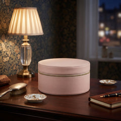 Home Luxe Faux Leather Round Jewellery Box Organiser | Blush Pink