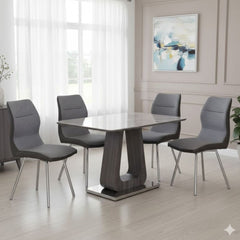 Zermatt 120cm Grey Ceramic Dining Table and 4 Zermatt Dining Chairs