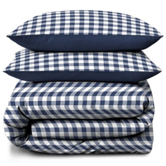 Gaveno Cavailia Blue Gingham King Duvet Cover Microfibre Bedding Set