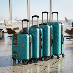 Aqua 4-Piece ABS Luggage Set - TSA Lock & 360° Spinner Wheels