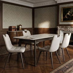 Arizona Extending Cream & Gold Ceramic Table & 4 Monza Beige Chairs